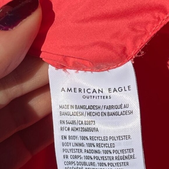 American Eagle NWOT Oversized Puffer Shacket Collared Lined Shirt Jacket Pink XS - Picture 9 of 12